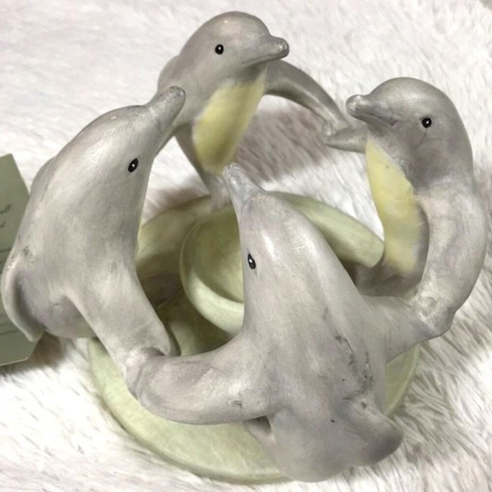 Vintage Penco Circles of the World Stoneware Dolphins Candle/Incense Holder